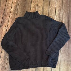 Club Room Men's Ribbed Black Cotton Turtleneck Sweater Sz L